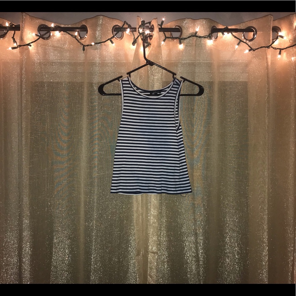 navy blue & white striped crop/tank top